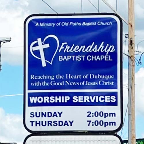 friendship baptist chapel dubuque street sign